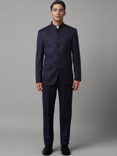 louis philippe navy regular fit texture two piece suit