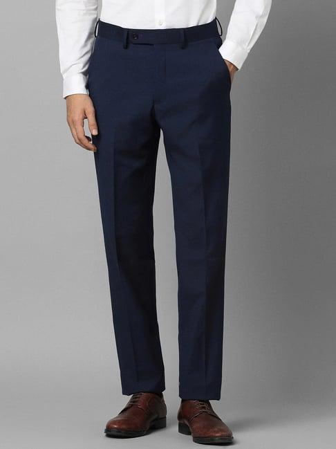 louis philippe navy slim fit striped trousers