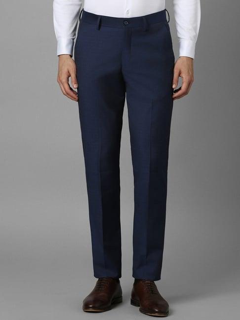 louis philippe navy slim fit striped trousers