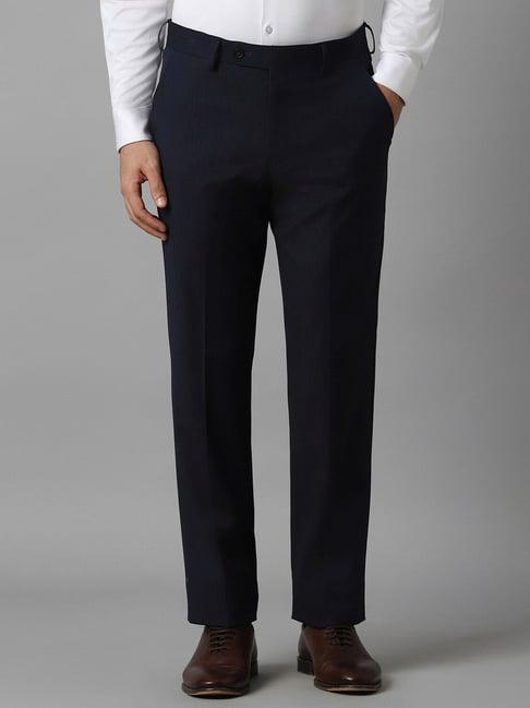 louis philippe navy slim fit striped trousers