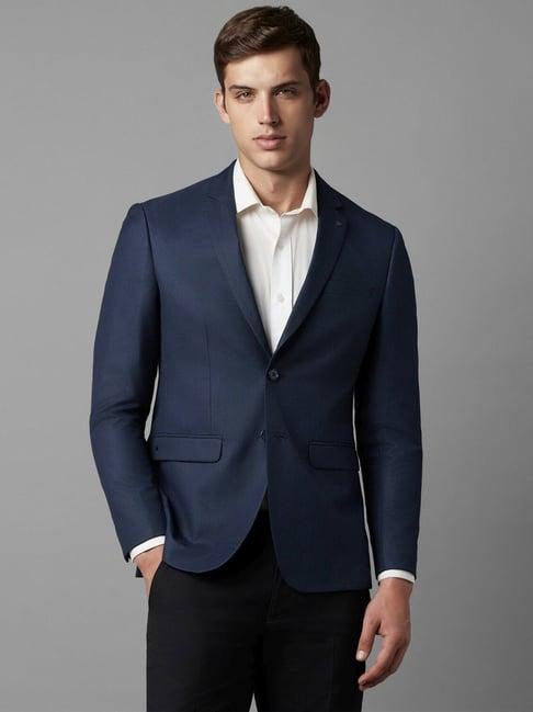 louis philippe navy slim fit texture blazer