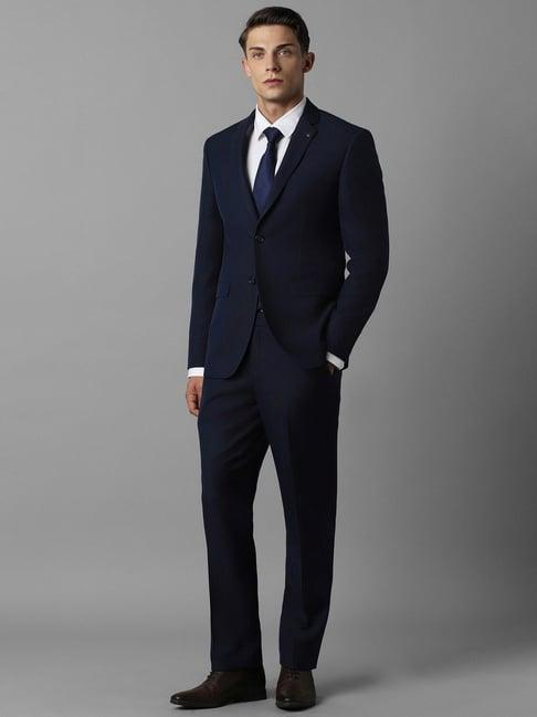 louis philippe navy slim fit texture two piece suit