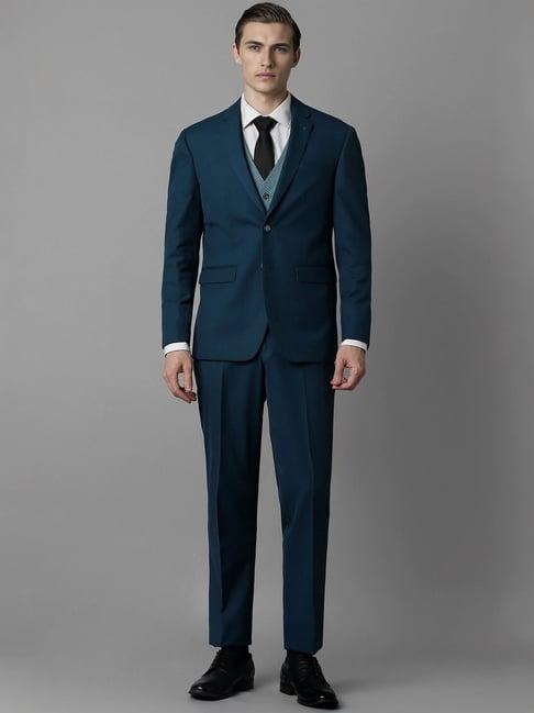 louis philippe navy slim fit three piece suits