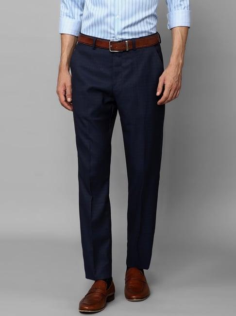 louis philippe navy slim fit trousers