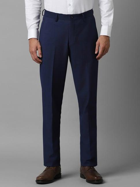 louis philippe navy slim fit trousers