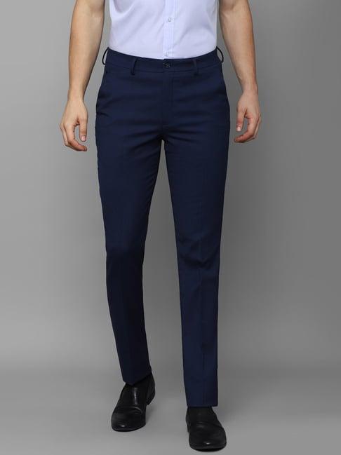 louis philippe navy slim fit trousers