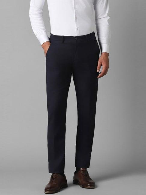 louis philippe navy slim fit trousers