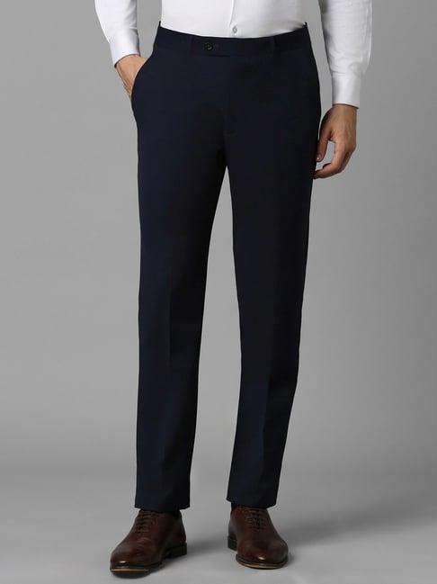 louis philippe navy slim fit trousers