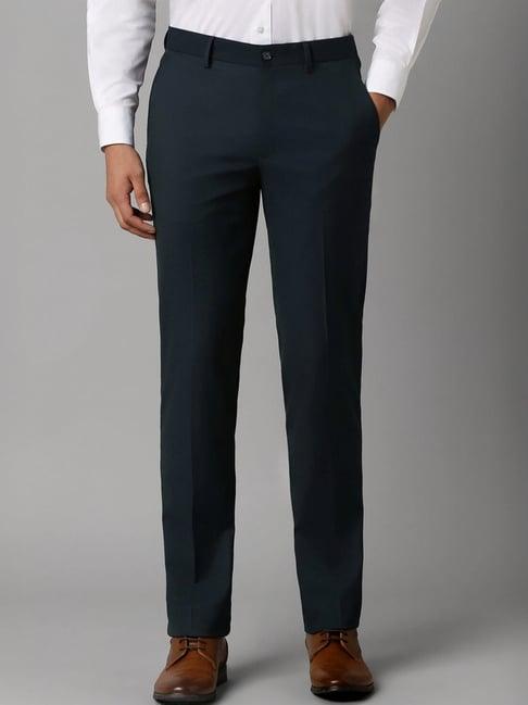 louis philippe navy slim fit trousers