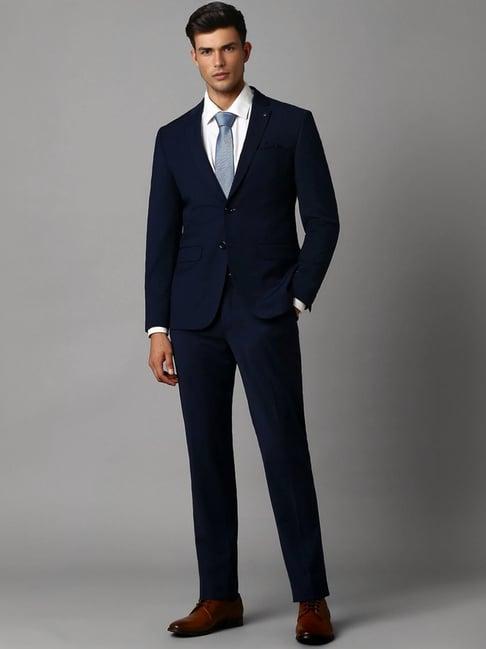 louis philippe navy slim fit two piece suits