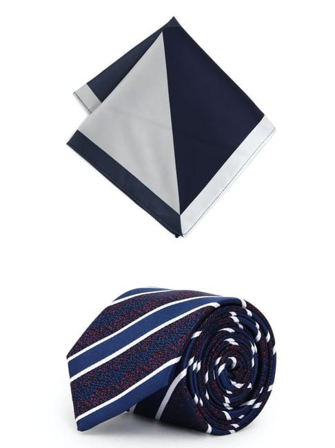 louis philippe navy striped tie with pocket square