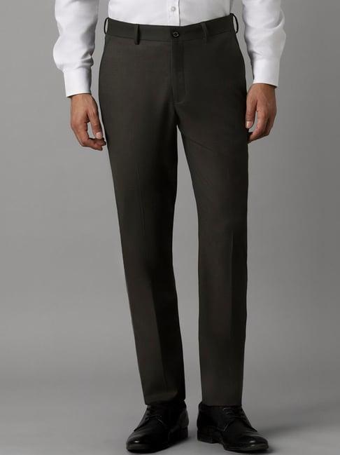 louis philippe olive slim fit texture trousers