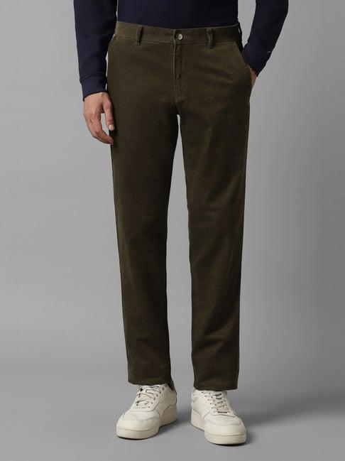 louis philippe olive slim fit textured trousers