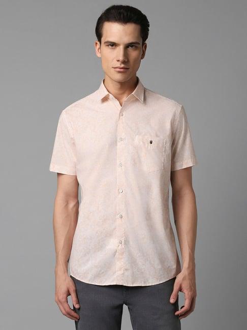 louis philippe peach cotton slim fit printed shirts