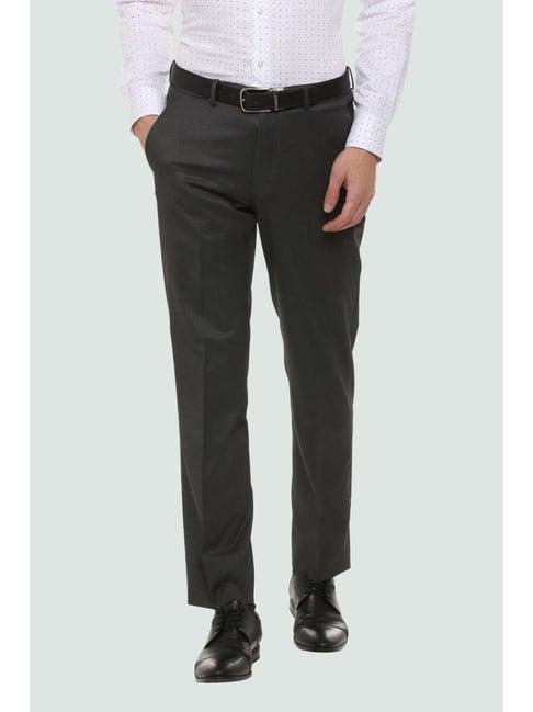 louis philippe permapress grey regular fit  trousers