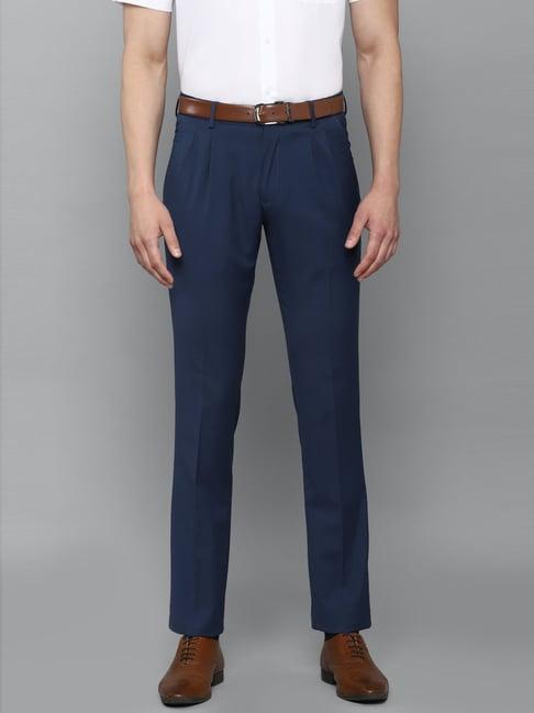 louis philippe permapress navy regular fit trousers