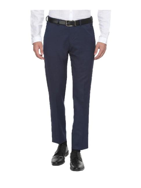 louis philippe permapress navy slim fit trouser