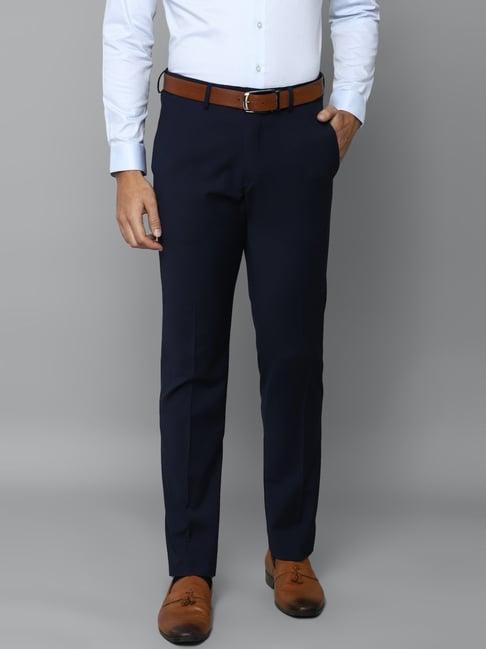 louis philippe permapress navy slim fit trousers