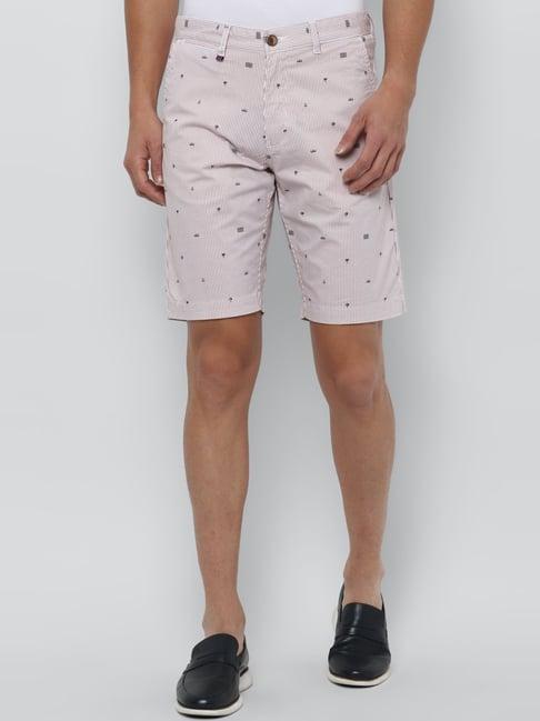 louis philippe pink cotton slim fit printed shorts