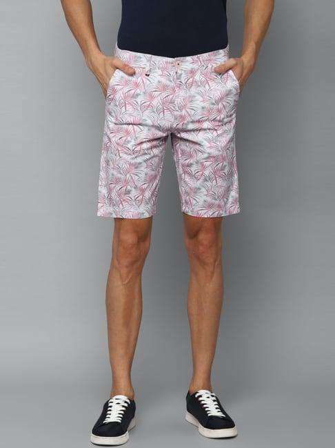 louis philippe pink cotton slim fit printed shorts