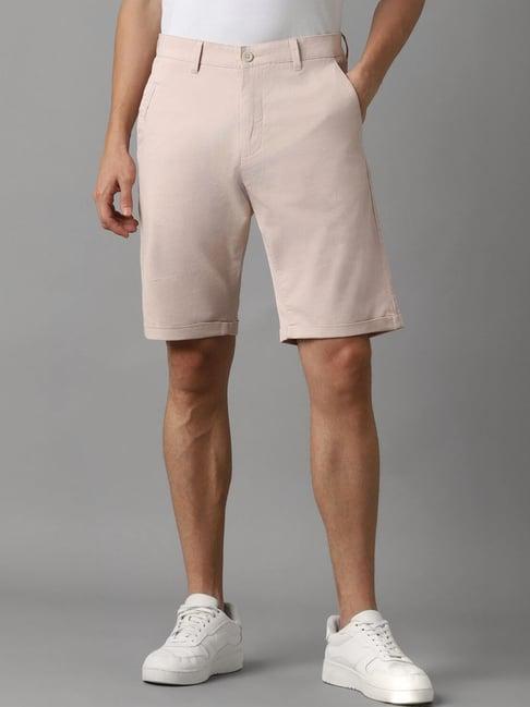 louis philippe pink cotton slim fit shorts