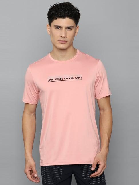 louis philippe pink slim fit printed t-shirts