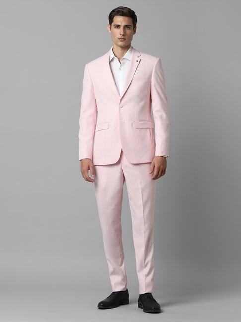 louis philippe pink slim fit texture two piece suits