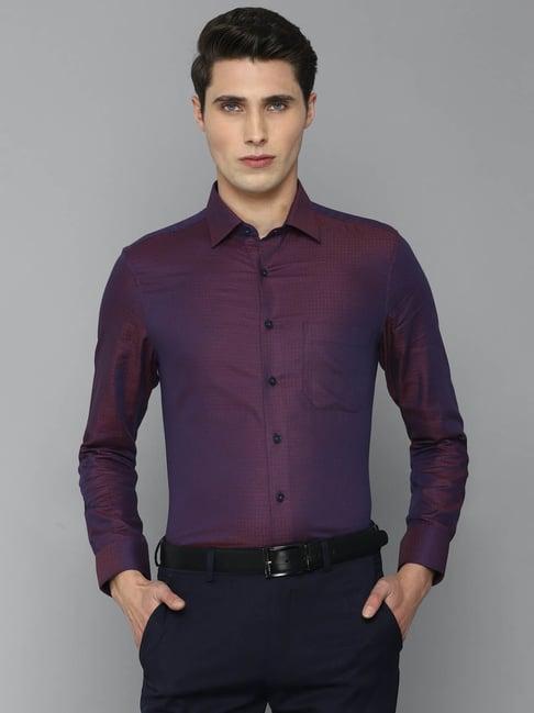 louis philippe plum cotton slim fit shirt