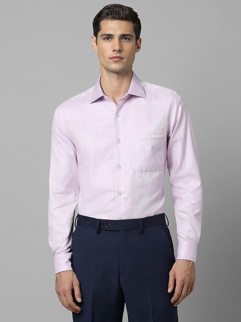 louis philippe purple cotton regular fit checks shirt