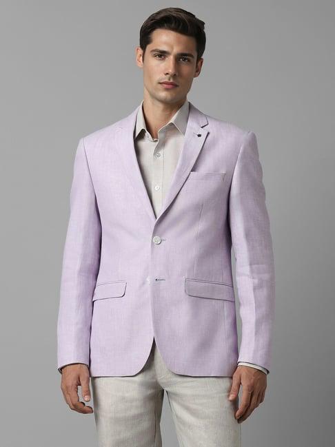 louis philippe purple linen slim fit textured blazer