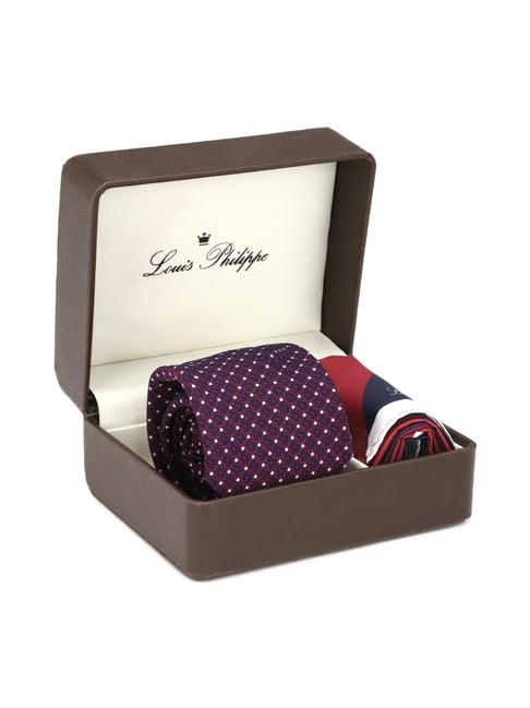 louis philippe purple printed tie & pocket square - pack of 2