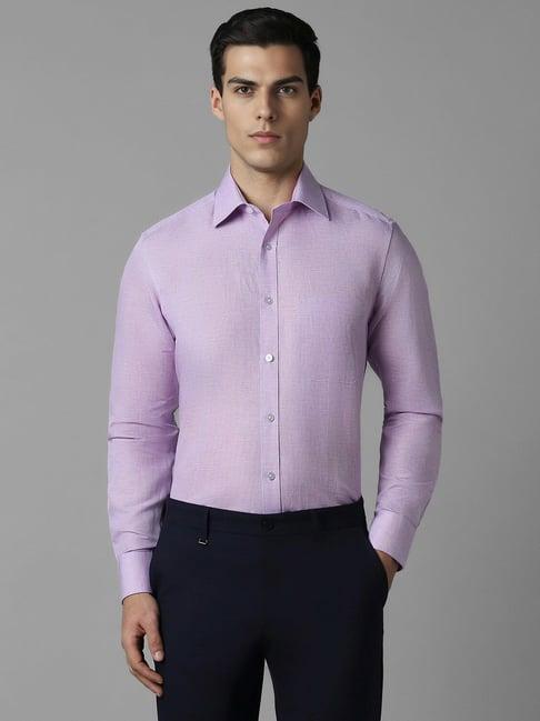 louis philippe purple slim fit texture shirt