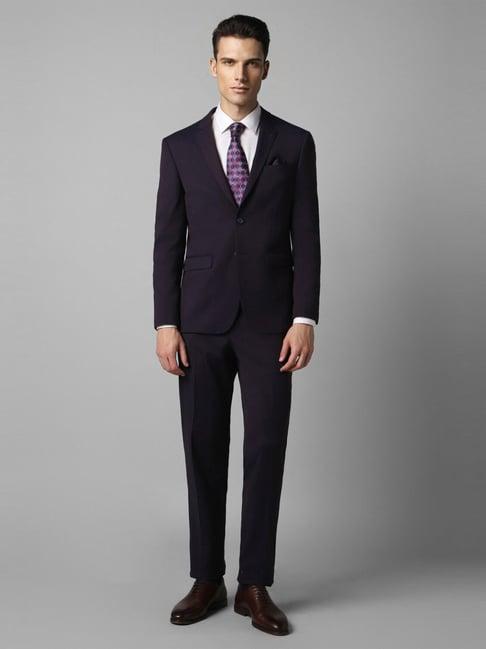 louis philippe purple slim fit textured two piece suit