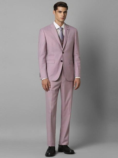 louis philippe purple slim fit three piece suit
