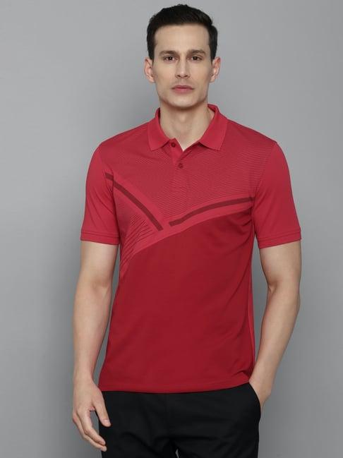 louis philippe red cotton regular fit printed polo t-shirt