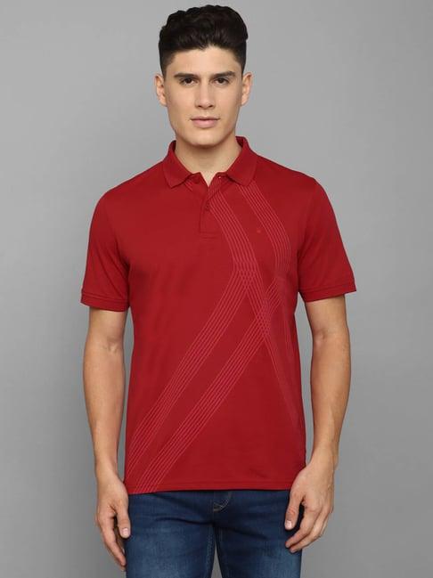 louis philippe red regular fit printed polo t-shirt