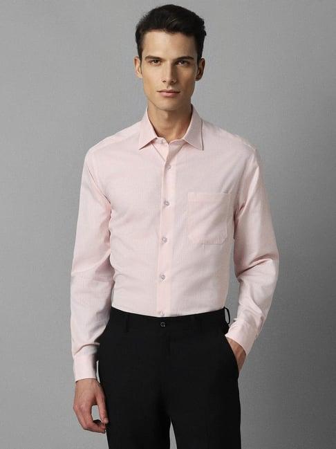 louis philippe soft pink cotton regular fit texture shirt