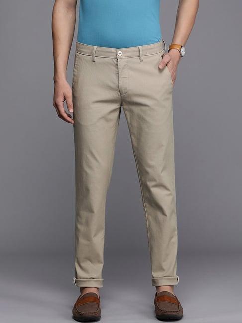 louis philippe sport beige cotton regular fit chinos