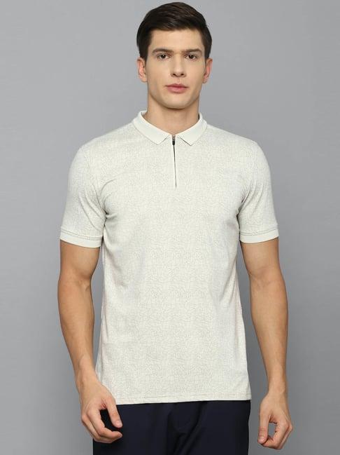 louis philippe sport beige cotton slim fit printed polo t-shirt