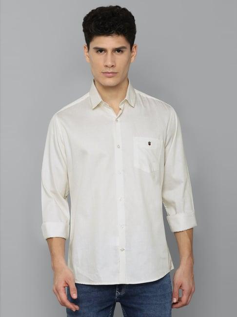 louis philippe sport beige cotton slim fit texture shirt