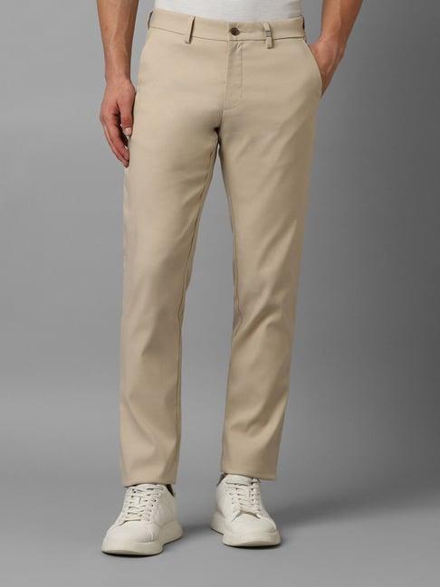 louis philippe sport beige cotton slim fit texture trousers