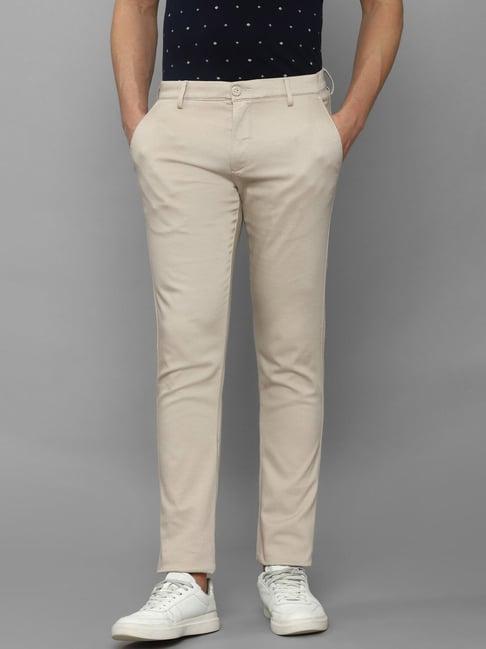 louis philippe sport beige cotton slim fit texture trousers