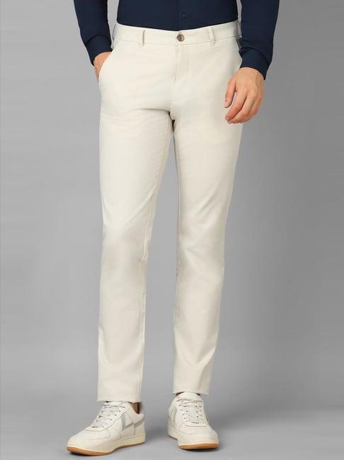 louis philippe sport beige slim fit trousers