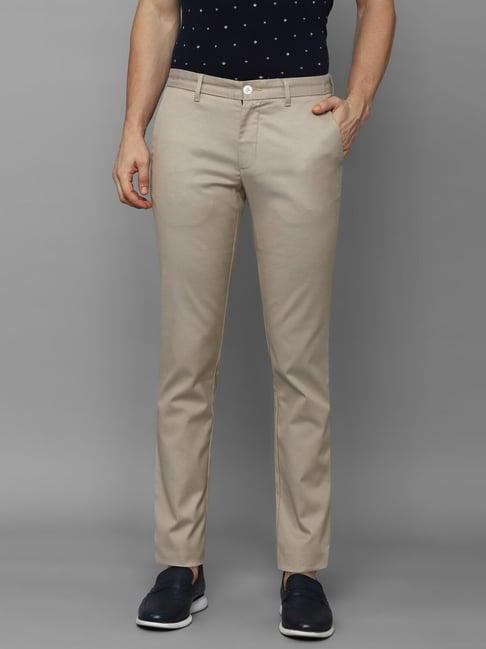 louis philippe sport beige slim fit trousers