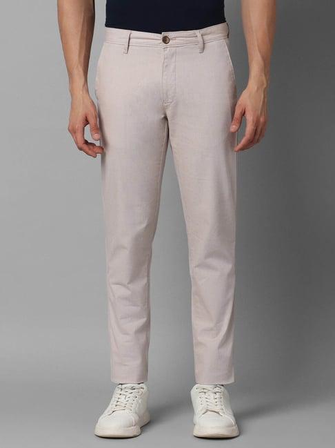 louis philippe sport beige slim fit trousers