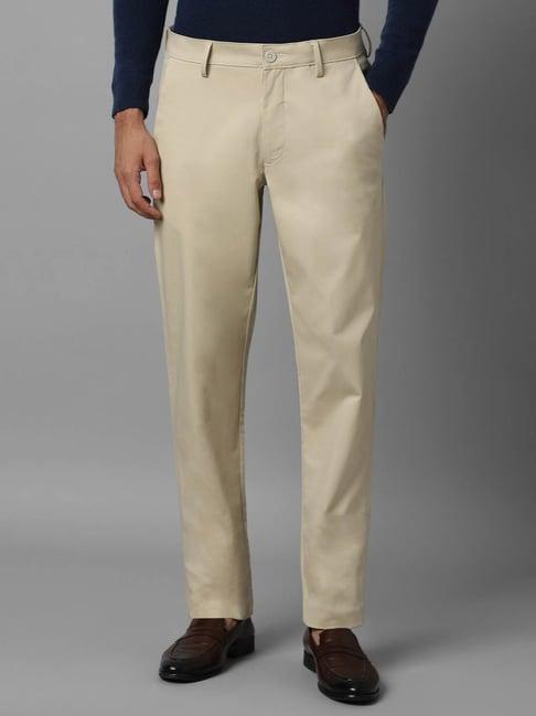 louis philippe sport beige slim fit trousers