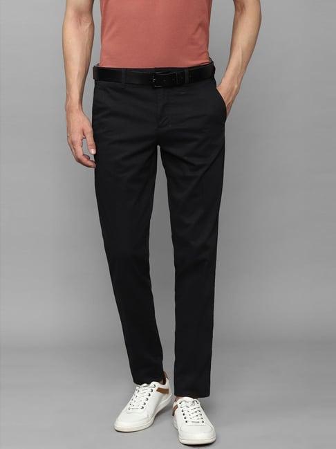 louis philippe sport black cotton regular fit trousers