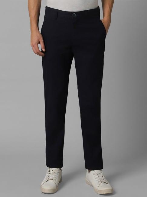 louis philippe sport black cotton slim fit trousers