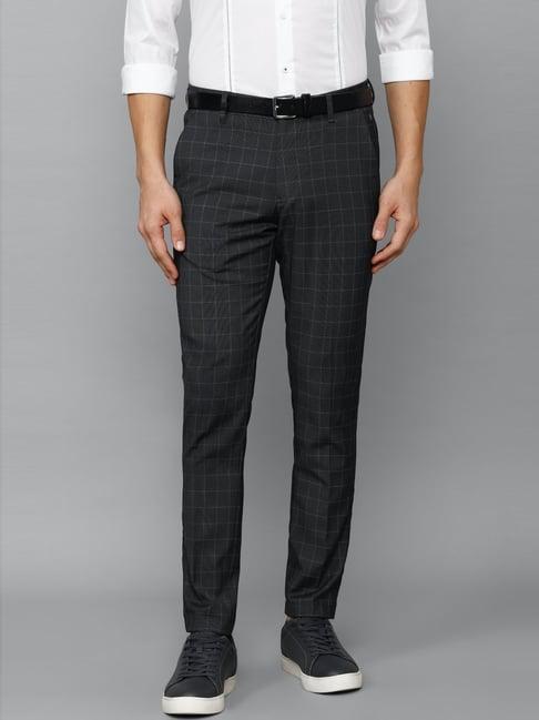 louis philippe sport black slim fit checks trousers