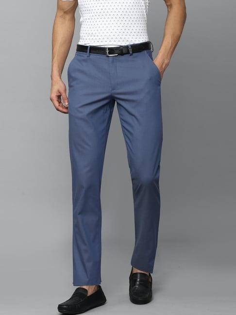 louis philippe sport blue cotton regular fit texture trousers